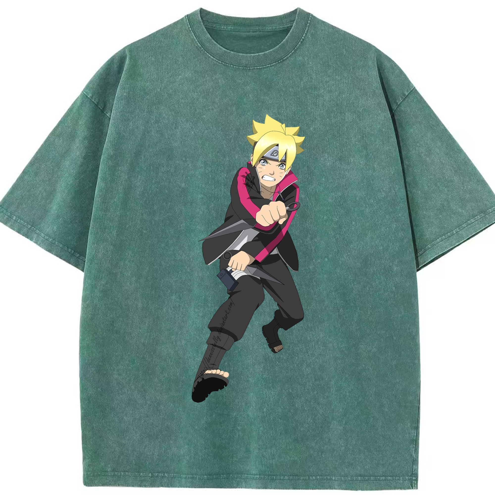 （画像用） NARUTO -ナルト- うずまき ボルト Uzumaki Boruto 綿100% ヴィンテージ風 半袖Tシャツ（フロントプリント）
